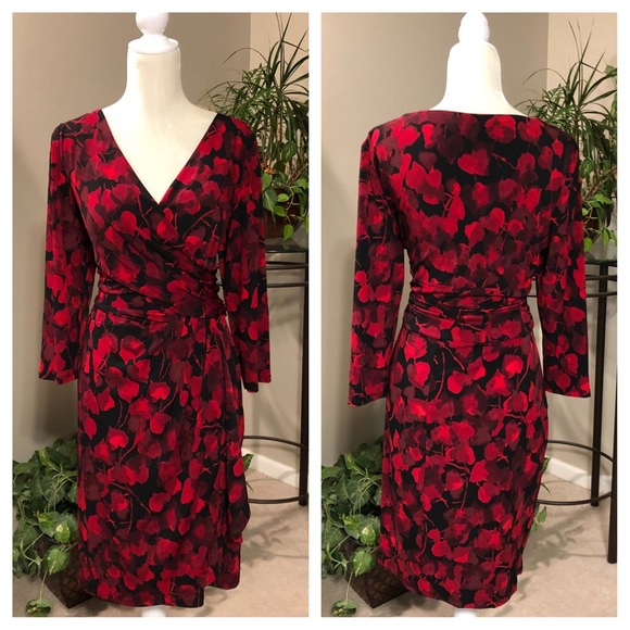 red and black wrap dress
